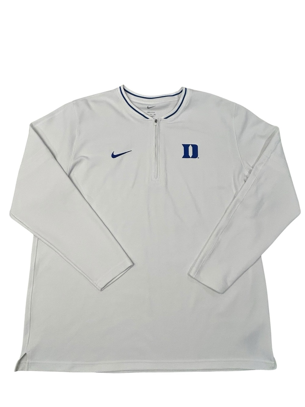 Nike Dri Fit Duke Half Zip White Pullover Warmup Jacket Team Issued XXL Men’s